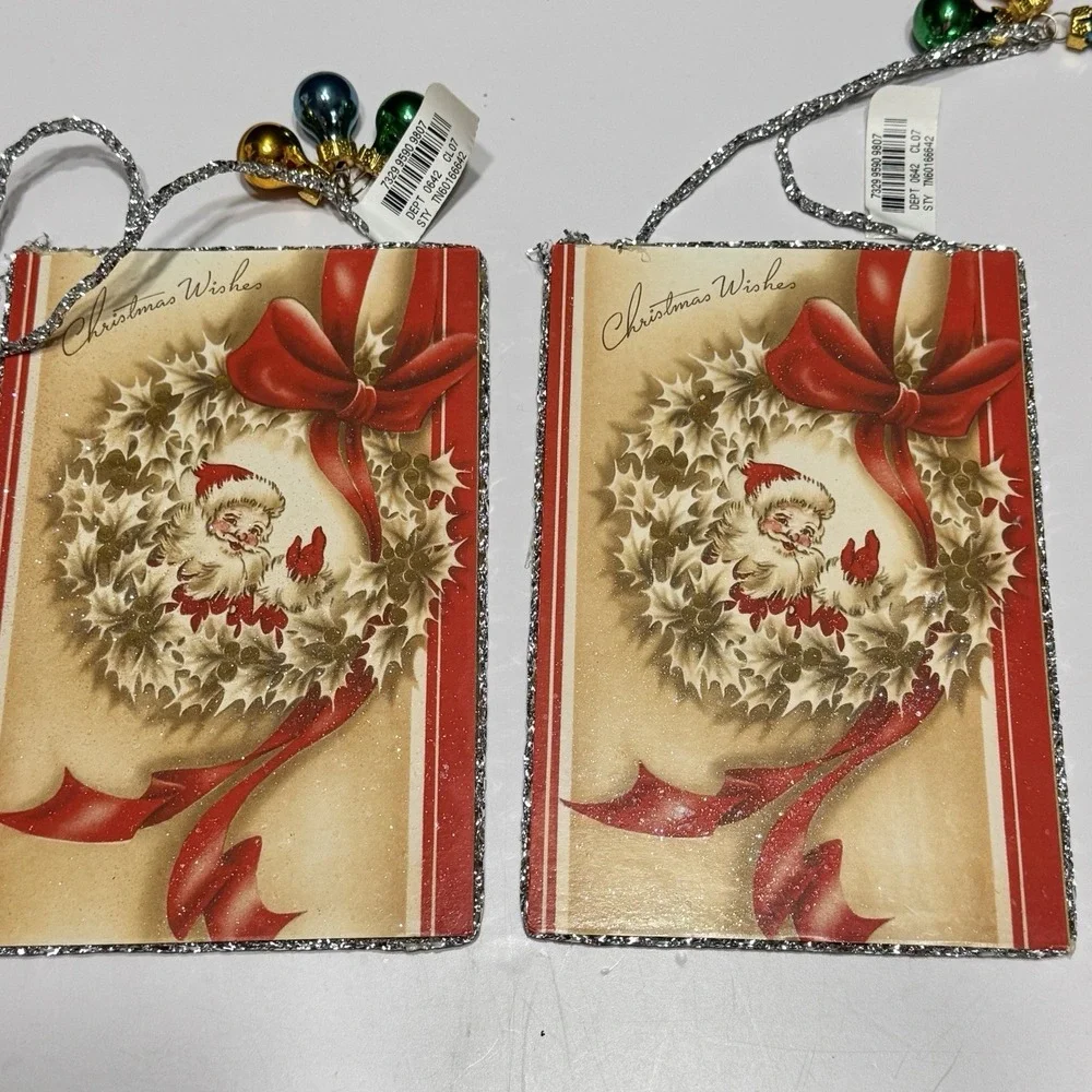 5 Lot Christmas Greeting Post Card Old Fashioned Tree Ornaments Greetings Art